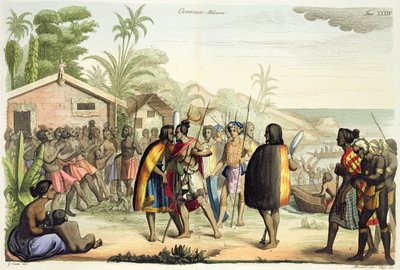 Polynesian Natives Greeting and Rubbing Noses, engraved by A. Bernati by Giacomo Casa